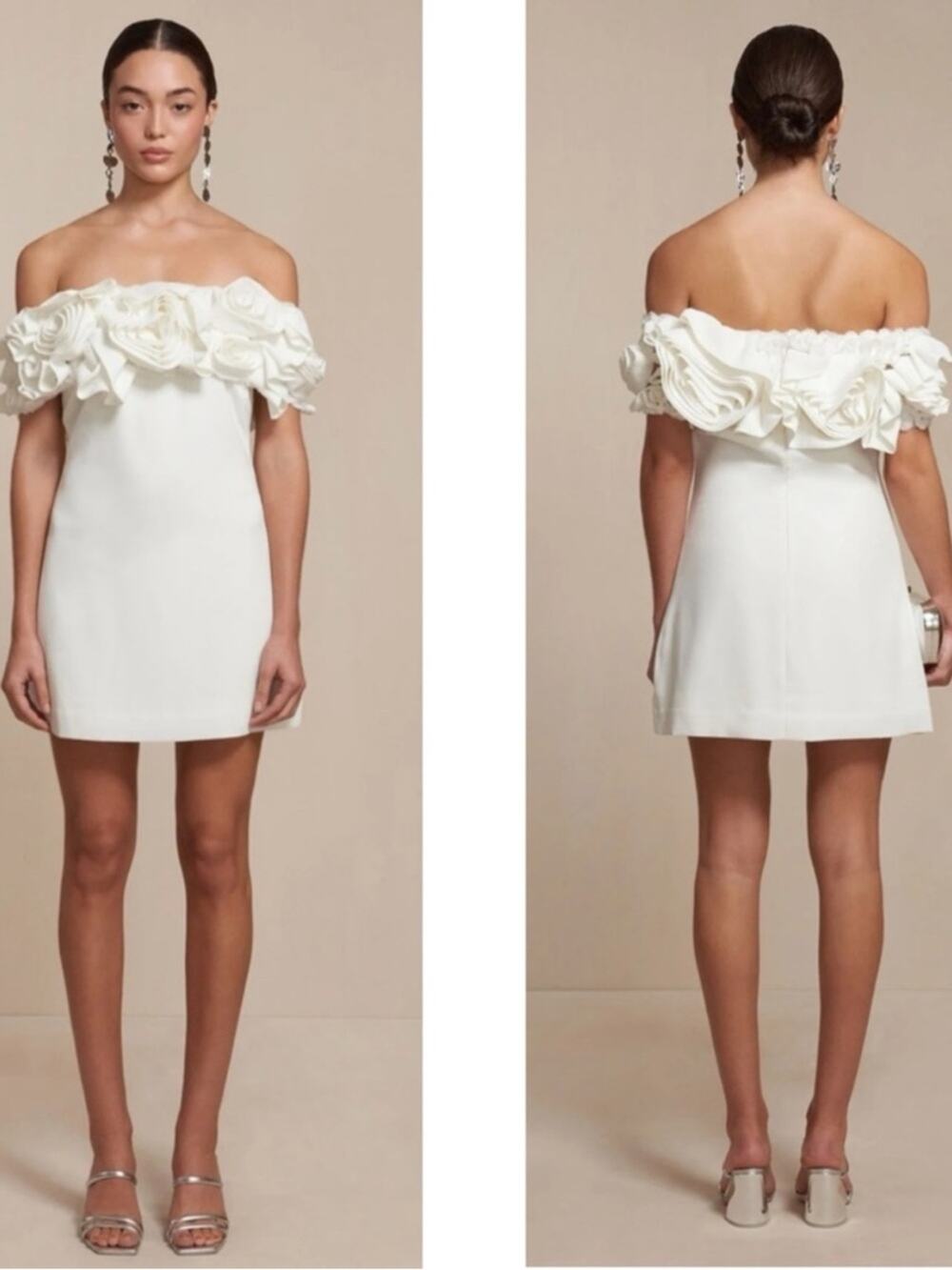 CULT GAIA Apryl Off the Shoulder Floral Rosette White Mini Dress Size 0
